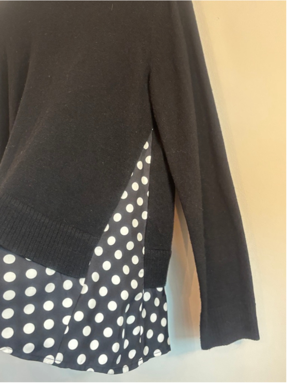 Kate Spade Imagination Sweater Mock Neck Button Shoulder Polka Dot Wool Silk L - Picture 4 of 12